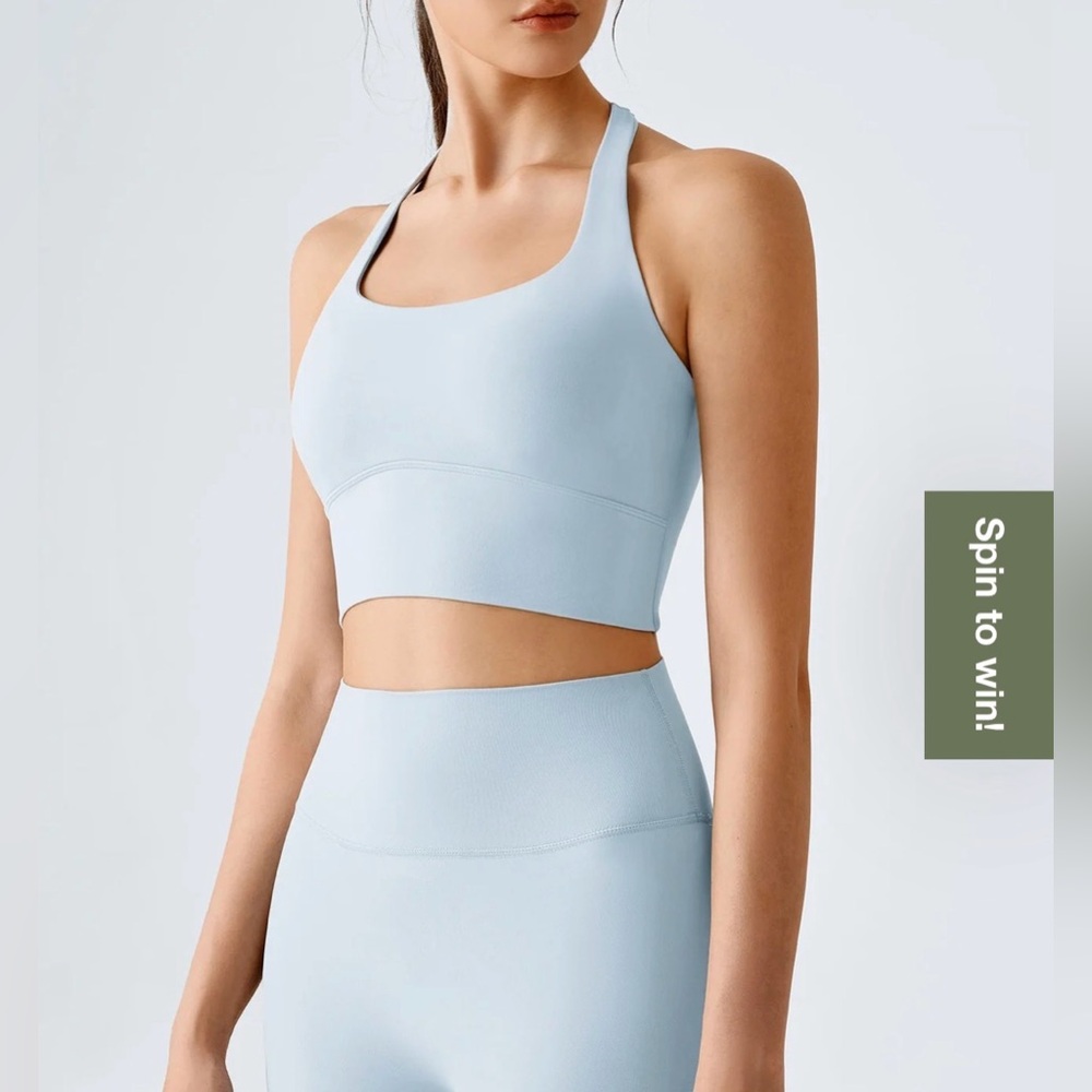 Berlook Light Blue Racerback Crop Sports Bra size small